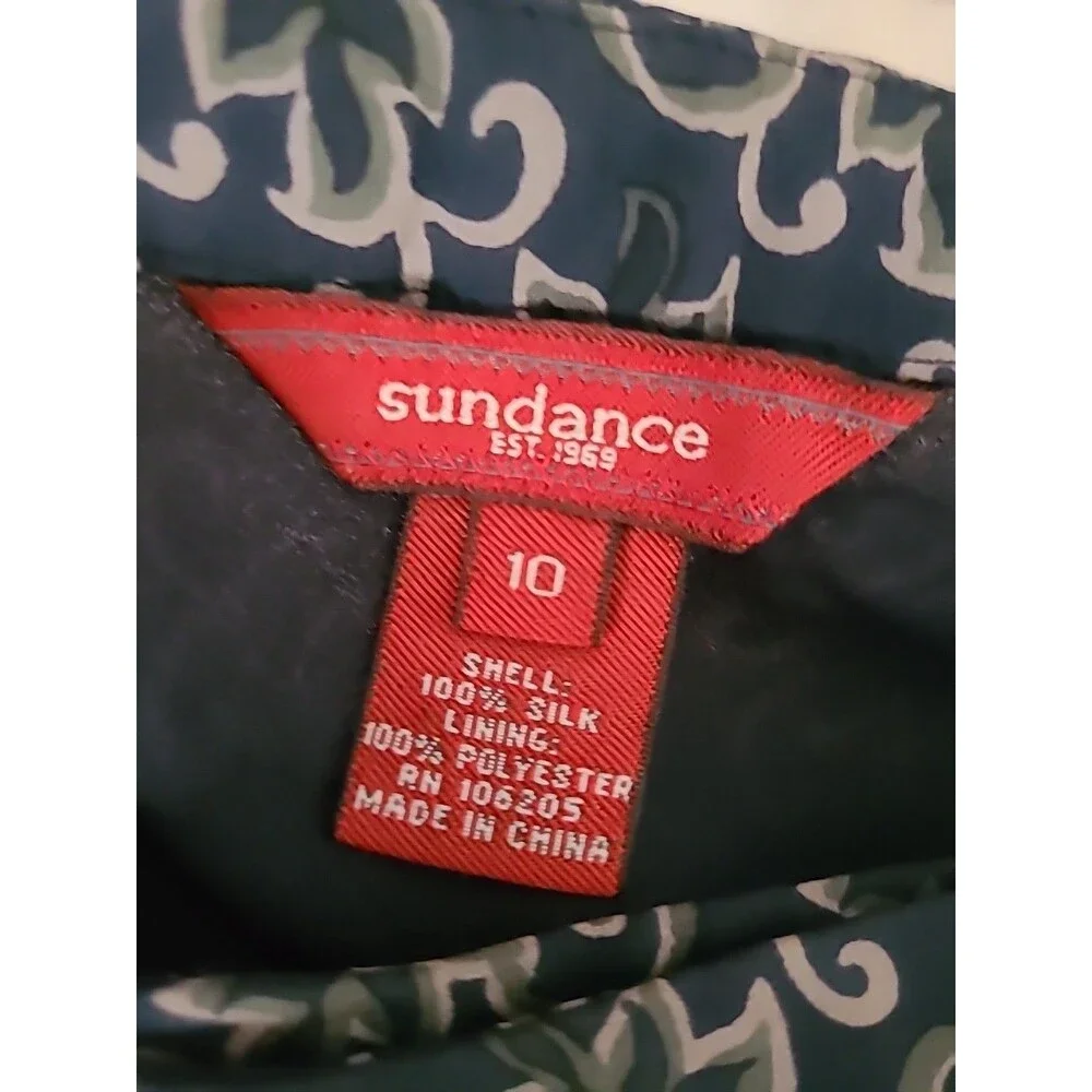 Sundance Silk Boho Wrap Skirt Womens Size 10 Blue Tan Floral Tie Waist Lagenlook